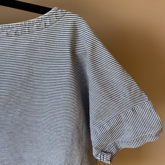 Zara denim blue and white stripped top size small - Picture 7 of 7